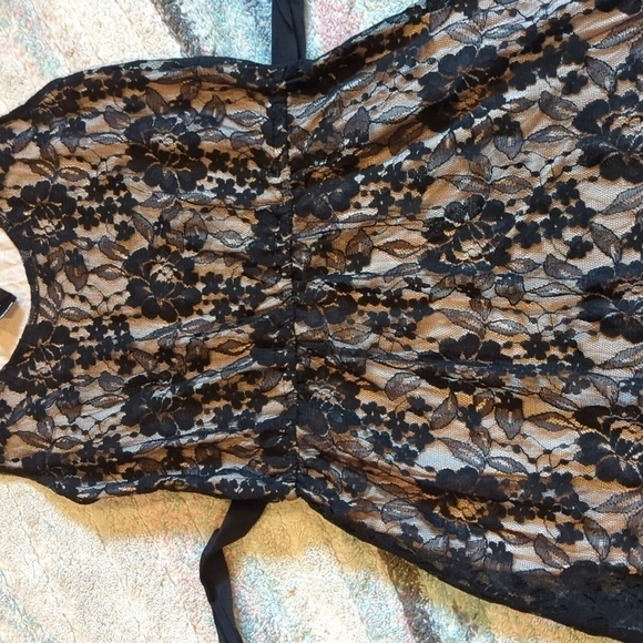 Express Lace Floral Dress Black Lined Bow Sleeveless Size Small nwt Romance - Picture 5 of 13